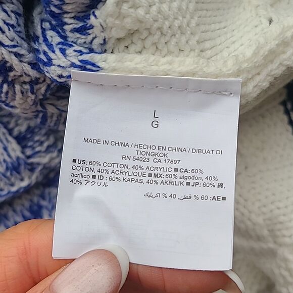 Old Navy NWT Blue Orange Cream Striped Crewneck Cable Knit Sweater Colorblock L - Picture 4 of 5